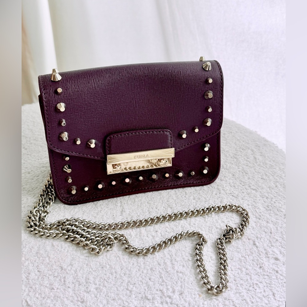 Furla Metropolis Leather Studded Crossbody Bag